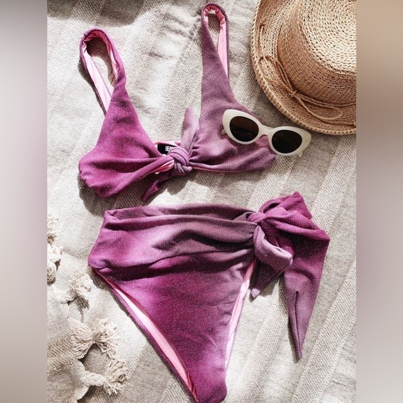 Beach Riot pink shine ombré bikini set NWT - Picture 1 of 6